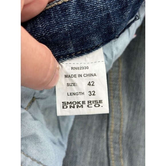 Smoke Rise Mens Distressed Jeans Size 42/32 Blue Denim Stitch Detail - Picture 4 of 12